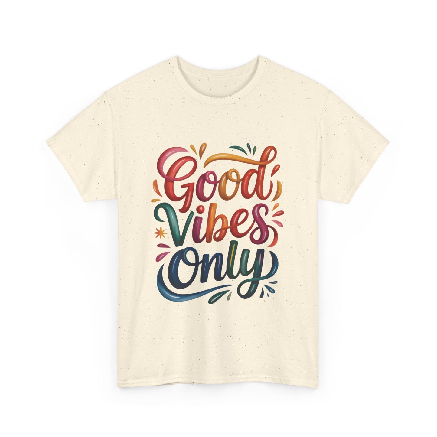 Good Vibes Only Womens Heavy Cotton Tee, Casual Wear, Gift for Friends, Relaxed Fit, Summer Style, Positive Affirmation Shirt