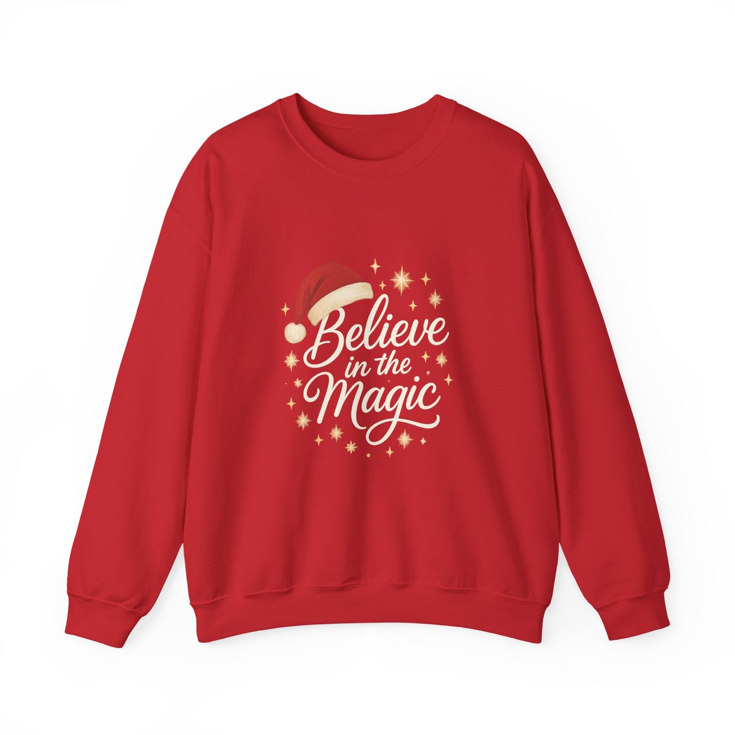 Believe in the Magic Women's Christmas Shirt, Santa Hat Holiday Cozy Sweatshirt, Women's Heavy Blend™ Crewneck Sweatshirt