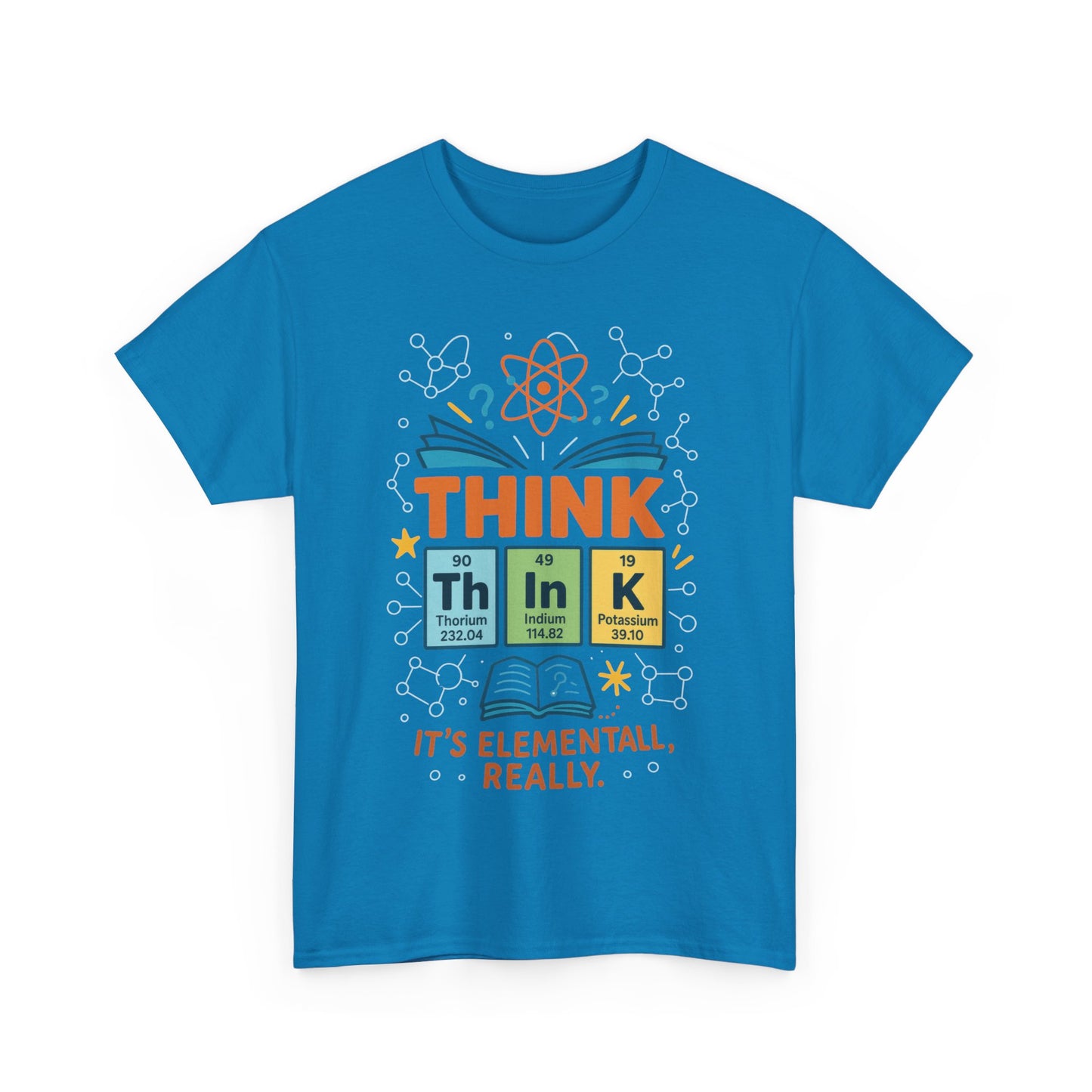 Funny Mens Science T-Shirt, THINK Element Periodic Table Shirt, Smart Geek Nerd Tee for Him, Ideal for Science Lovers, Geeky Apparel
