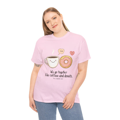 Cute Coffee and Donut Love T-Shirt, Funny Couple Quote, Kawaii Breakfast Graphic Shirt, Gift for Coffee Lovers, Gift for Valentine's Day