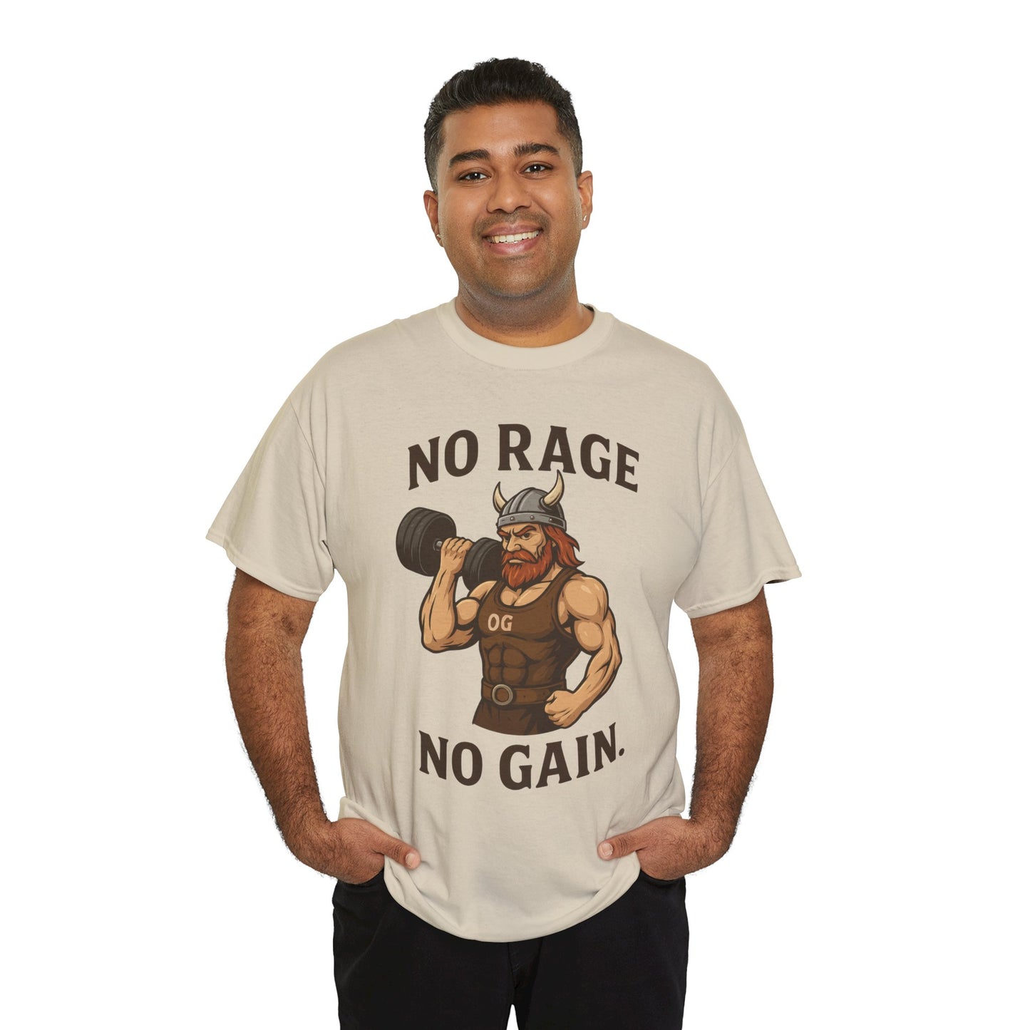 No Rage No Gain Viking Gym Shirt, Funny Muscle Workout Tee, Barbarian Fitness T-Shirt for Men, Powerlifting Humor Shirt, Viking Lifting Gift