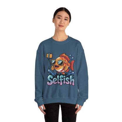 Selfish Womens Sweatshirt, Funny Selfie Pullover, Cute Ocean Pun Sweater, Playful Sea Life Gift, Fun Gift for Fish Lovers, Fishing Apparel