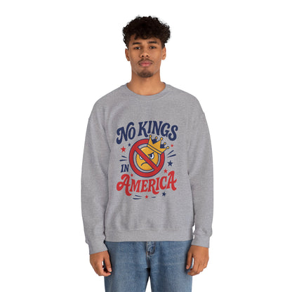 No Kings in America Sweatshirt - Funny Patriotic Anti Monarchy Pullover - USA Independence Sweater, Political Apparel, Gift for Activists