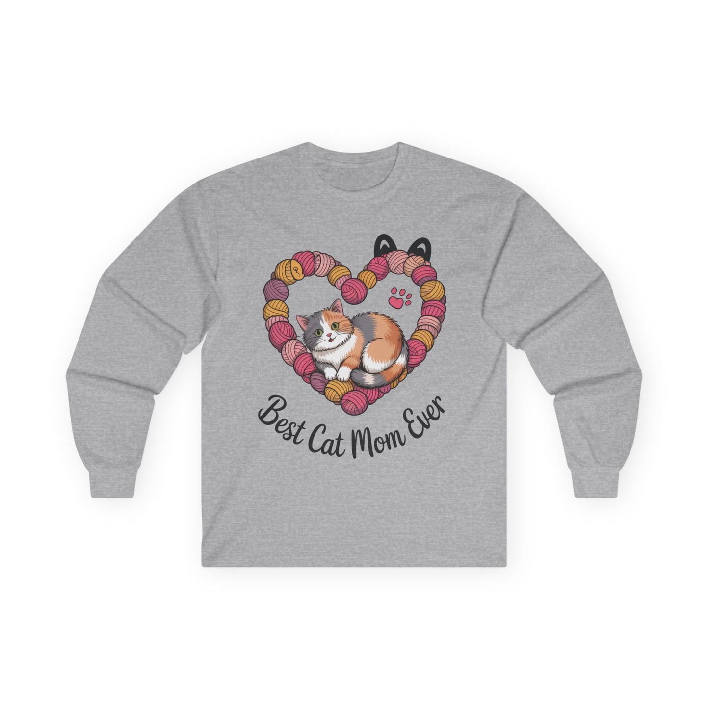Best Cat Mom Ever Long Sleeve Tee, Cat Lover Gift, Pet Parent Apparel, Birthday Gift for Cat Moms, Cozy Cat Mom Shirt