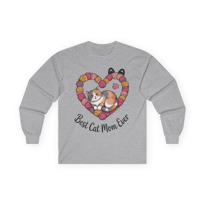 Best Cat Mom Ever Long Sleeve Tee, Cat Lover Gift, Pet Parent Apparel, Birthday Gift for Cat Moms, Cozy Cat Mom Shirt