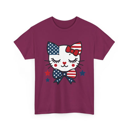 Patriotic Cat Women's Tee, Cute Cat Shirt, Women's T-Shirt, July 4th Outfit, Independence Day Gift, Animal Lover Apparel
