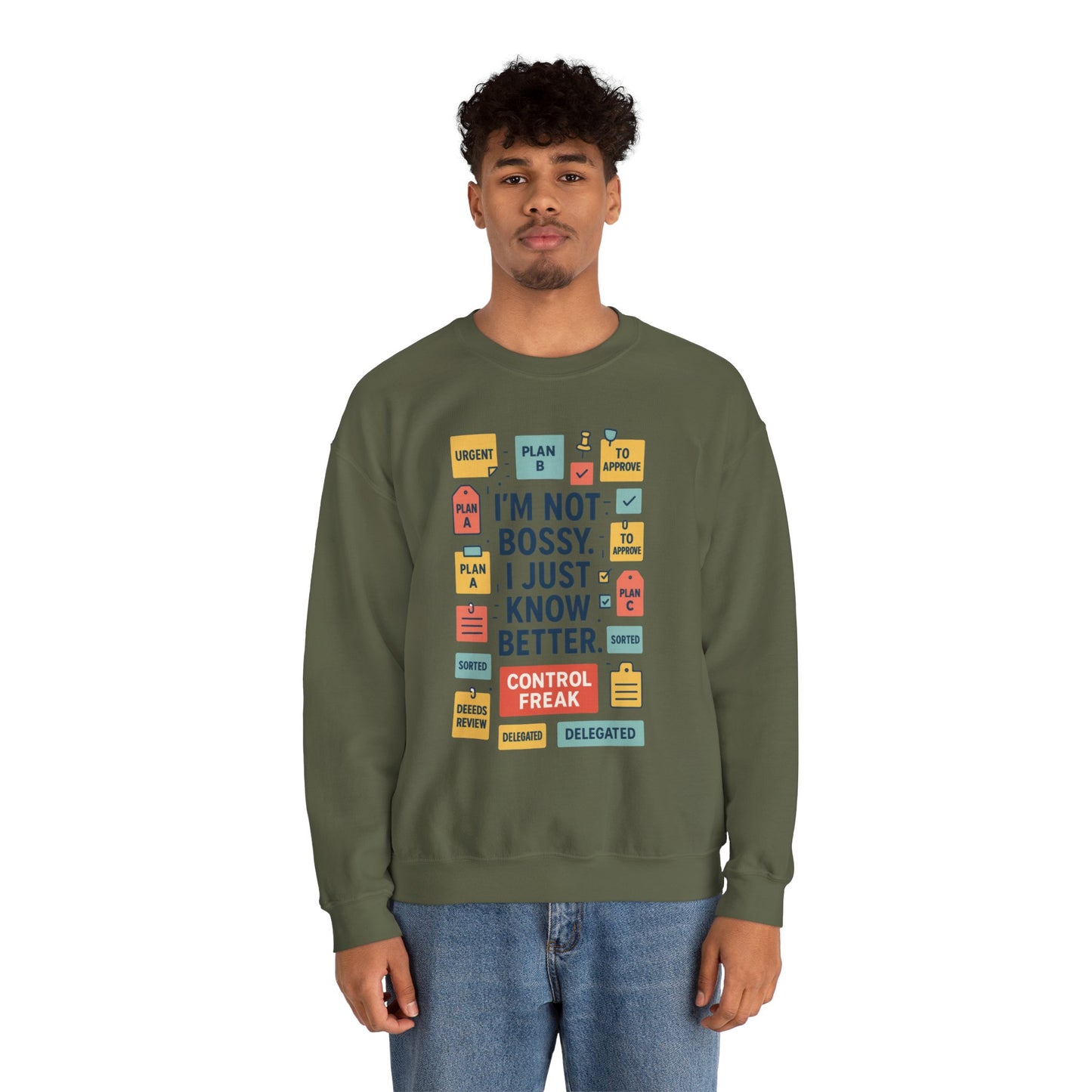 Funny Mens Control Freak Sweatshirt, Sarcastic Crewneck Gift for Him, Perfect Gift for Bossy Friends