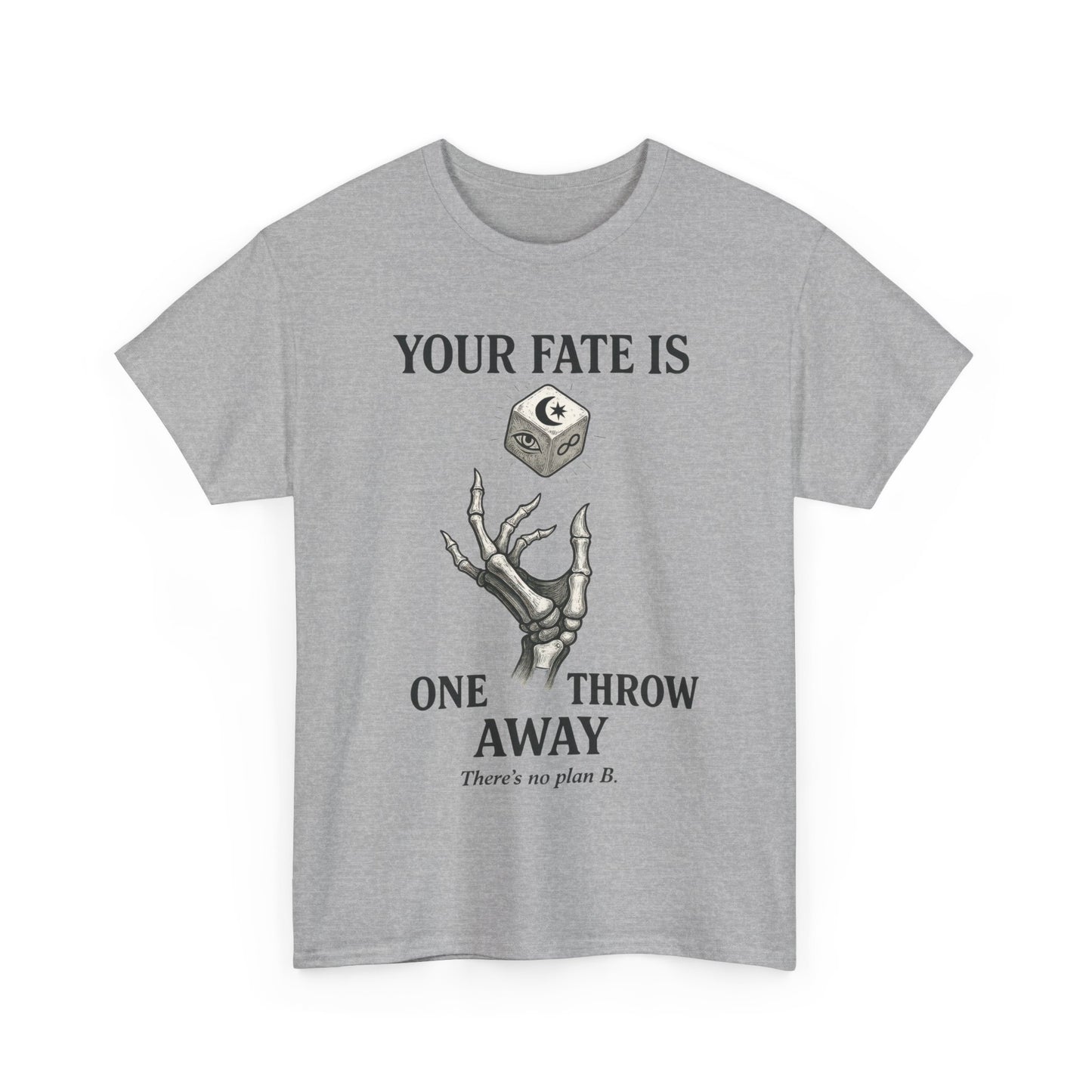 Your Fate Mens Heavy Cotton Tee, Skeleton Dice Graphic T-Shirt, Trendy Gift for Gamers, Gambling Tee, Unique Quote Apparel