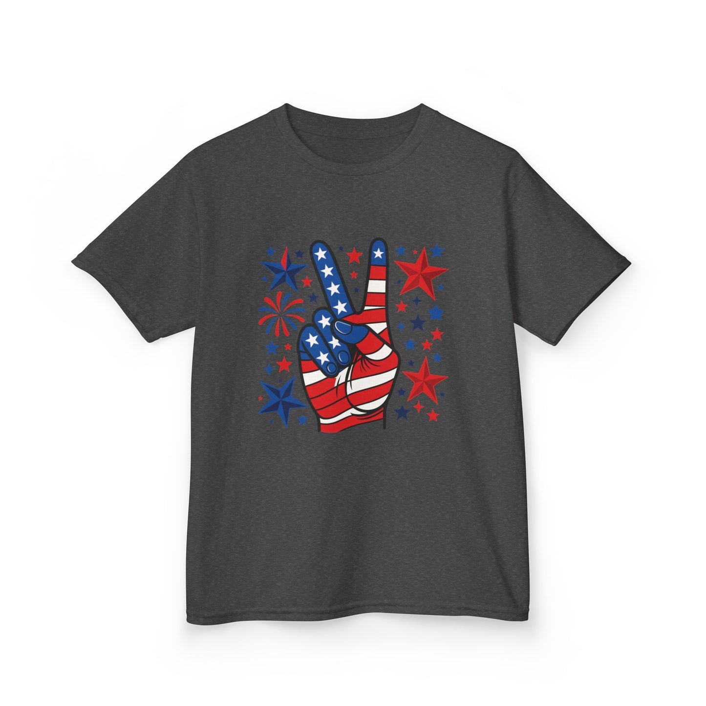 Kids Peace Sign Tee, Patriotic Children's T-Shirt, Americana Style Tee, July 4th Outfit, Independence Day Gift, Star-Spangled Shirt