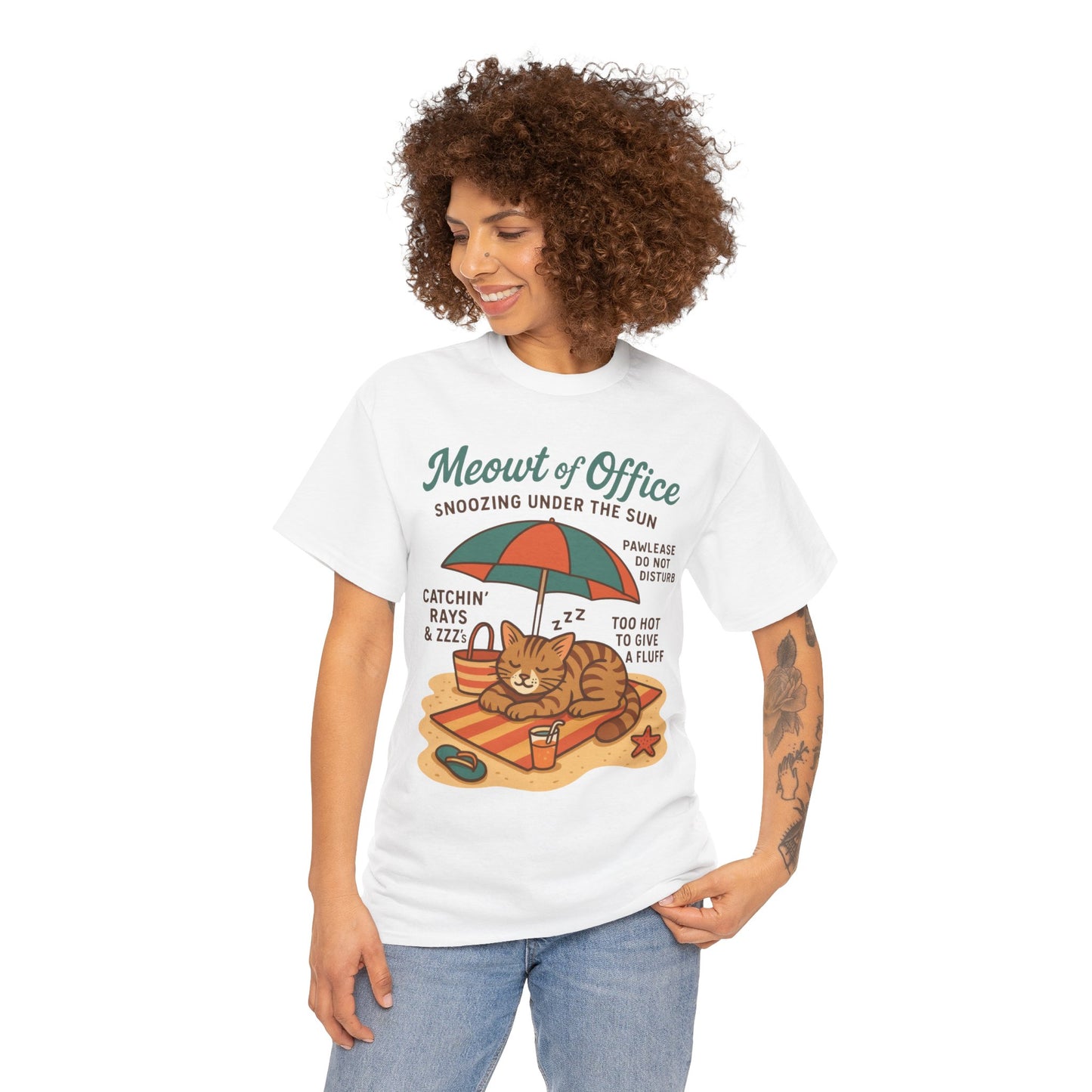 Cat Shirt, Cute Beach Cat Womens T-Shirt, Funny Summer Vacation Tee, Lazy Cat Humor Gift, Cat Lover T-Shirt, Vacation Humor Tee