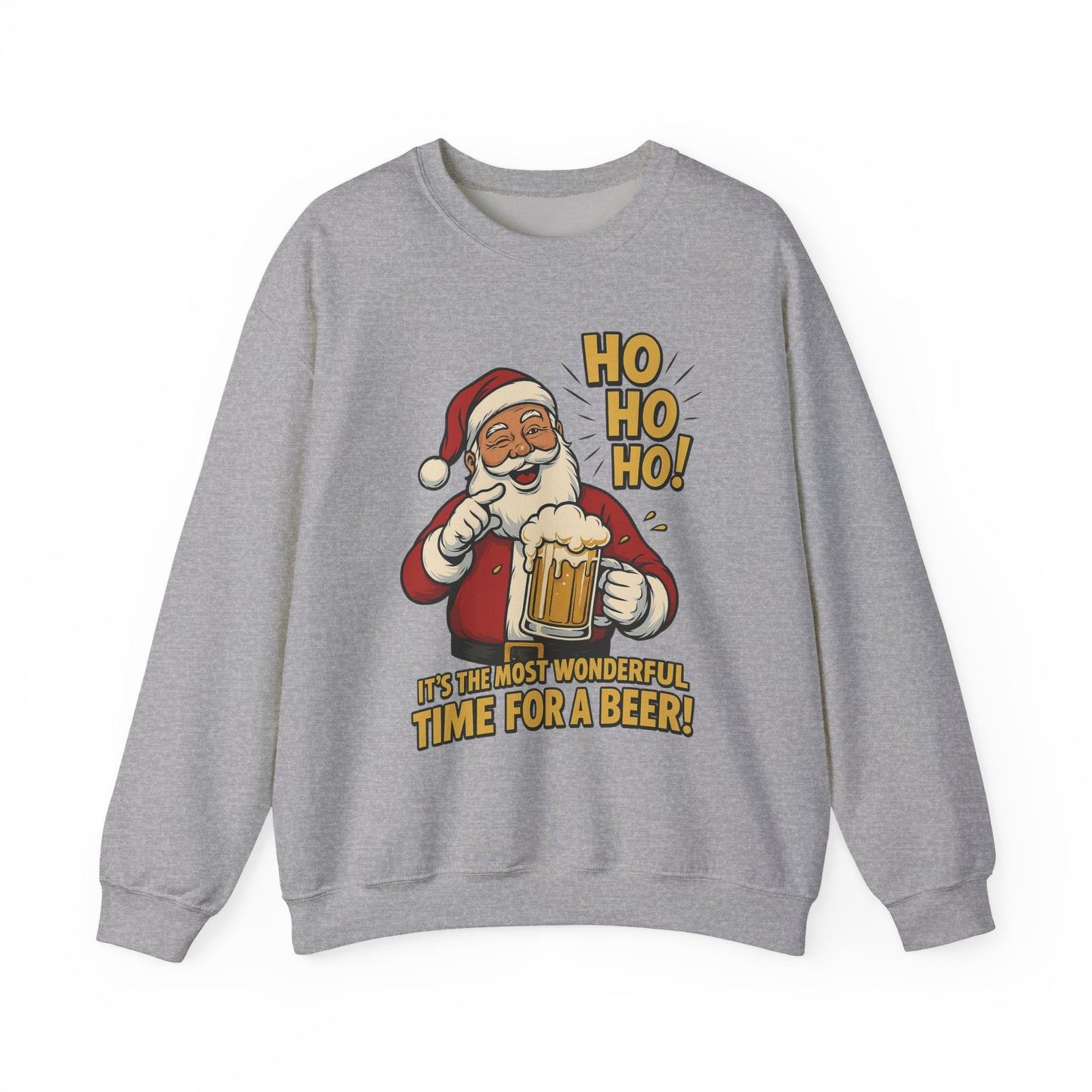 Funny Santa Beer Christmas Sweatshirt, Men's Holiday Pullover, Men's Heavy Blend™ Crewneck Sweatshirt