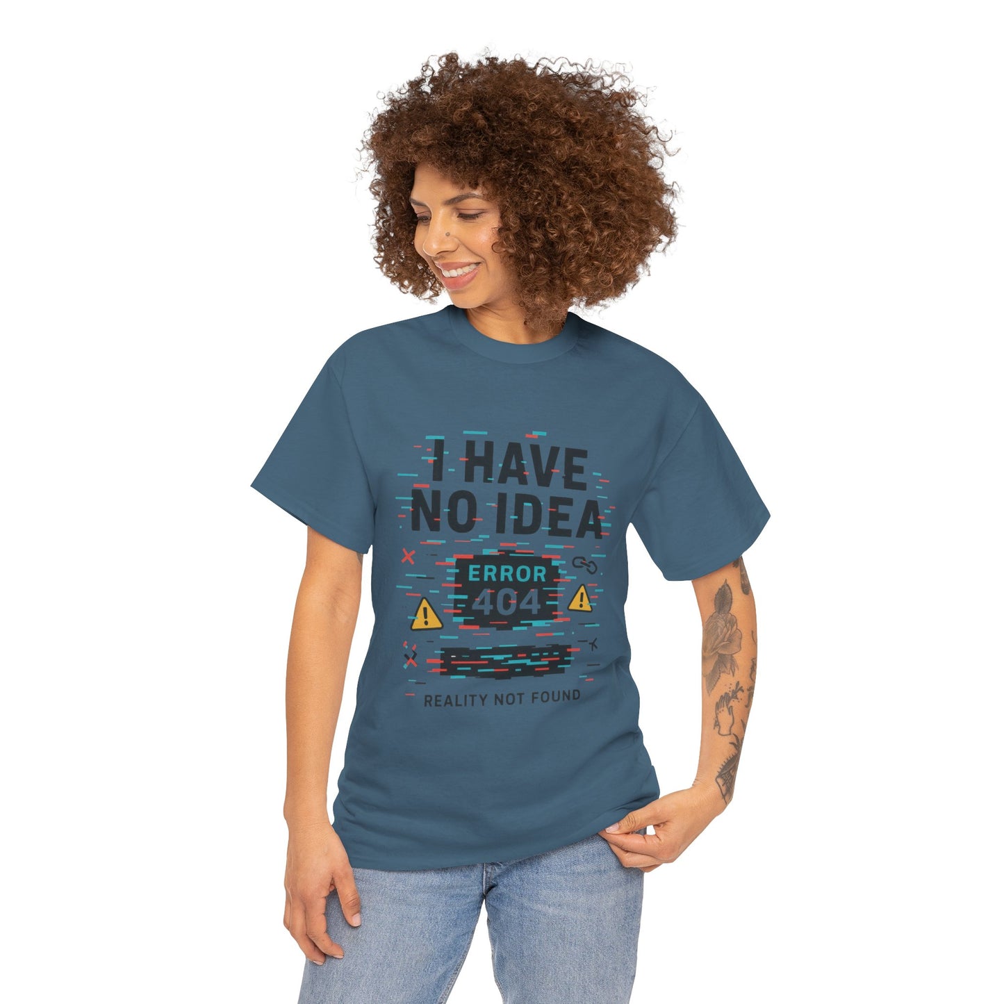 Funny Error 404 Unisex Heavy Cotton Tee, Graphic Tee, Humor Shirt, Gift for Tech Lovers, Casual Wear, Unique T-Shirt