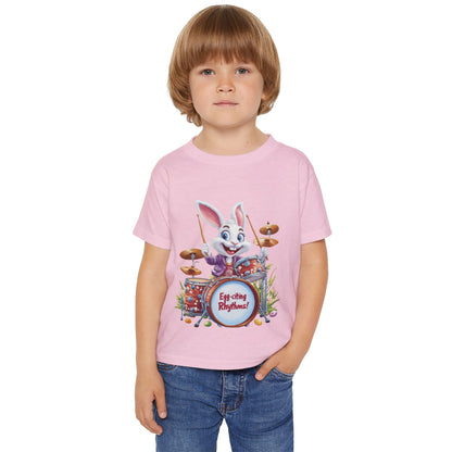 Easter Bunny Drummer Toddler T-Shirt - Fun Spring Apparel, Kids Music Shirt, Egg-citing Rhythms, Perfect Gift for Easter, Toddler Fashion