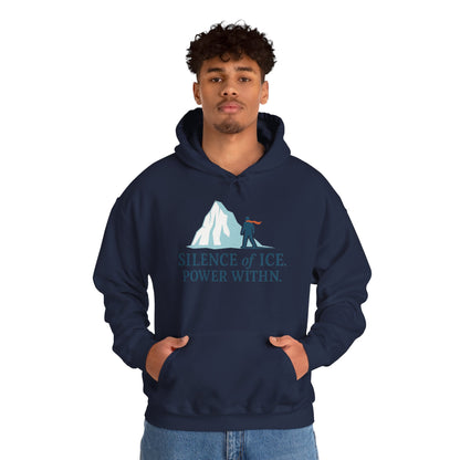 Men's Heavy Blend™ Hooded Sweatshirt, Silence of Ice Power Within Hoodie, Nordic Minimal Iceberg Graphic Streetwear