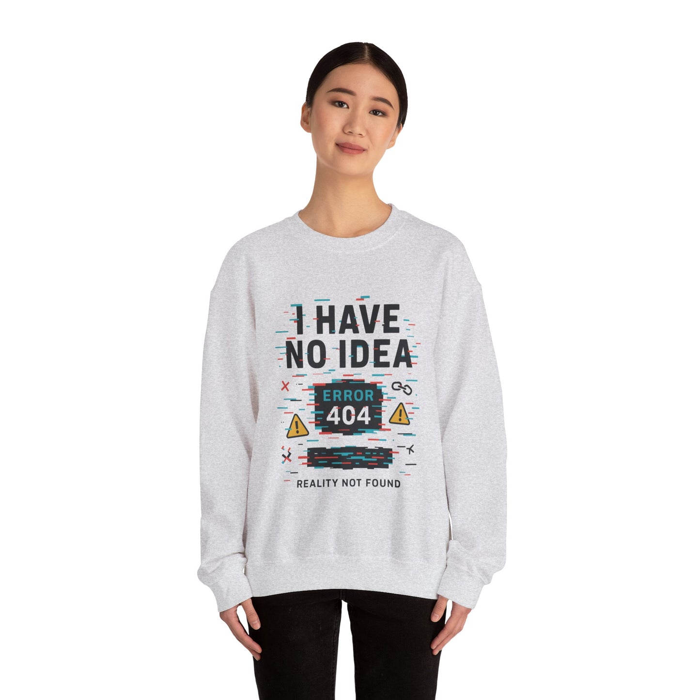 Error 404 Humor Crewneck Sweatshirt, Comfy Unisex Oversized Sweater, Fun Casual Wear, Tech Lover Gift, Everyday Loungewear