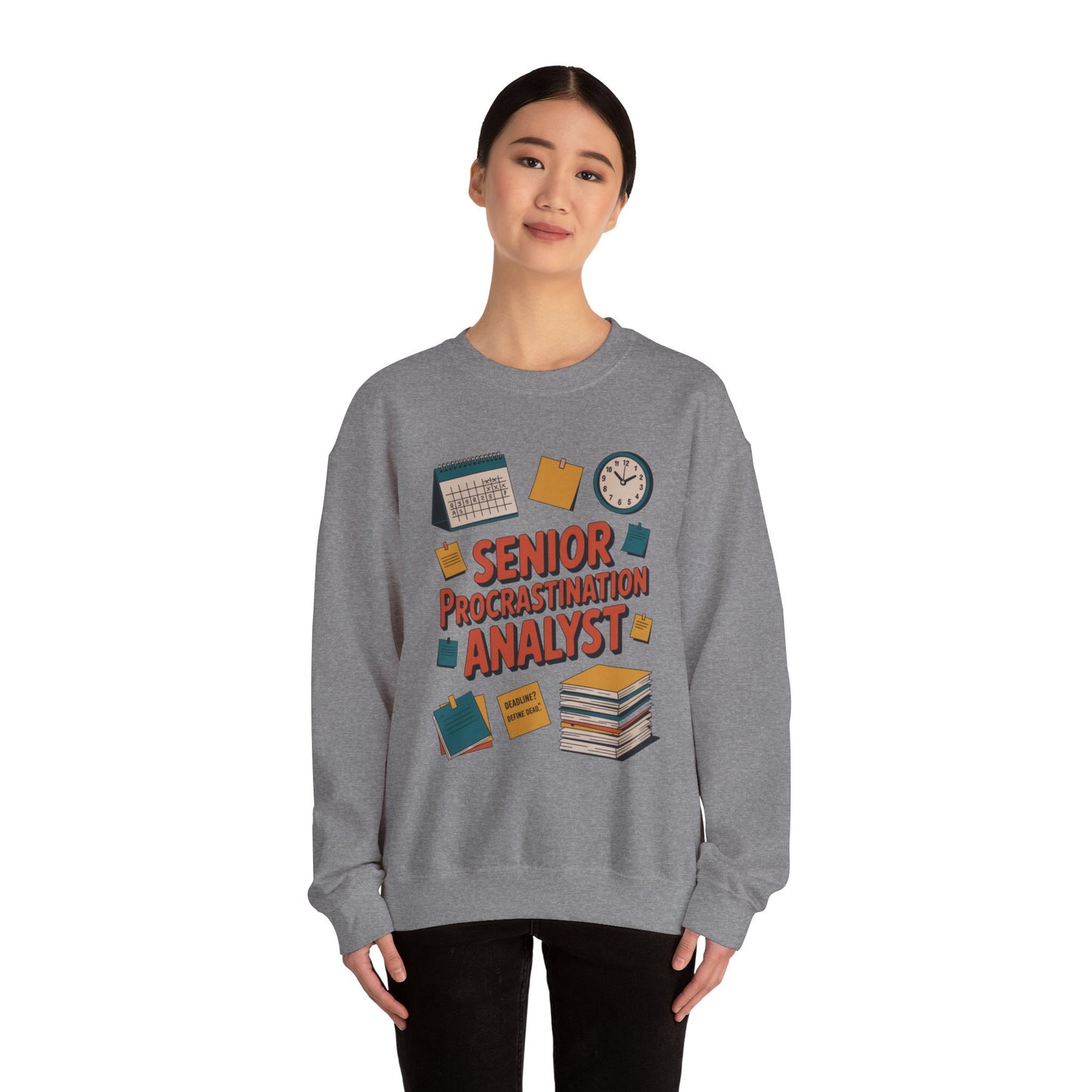 Senior Procrastination Analyst Sweatshirt, Gift for Graduates, Office Humor Apparel, Meme Sweatshirt, Casual Wear, Motivation Humor Apparel