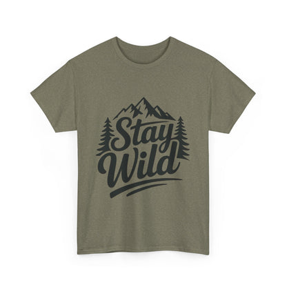 Stay Wild Adventure Tee, Unisex Heavy Cotton Tee for Nature Lovers, Camping, Hiking, Gifts for Outdoorsy Friends, Nature Graphic Tee