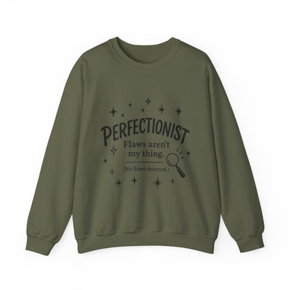 Womens Perfectionist Sweatshirt, Funny Clean Design with Stars, No Flaws Detected Quote Pullover, Minimalist Cozy Gift for Her