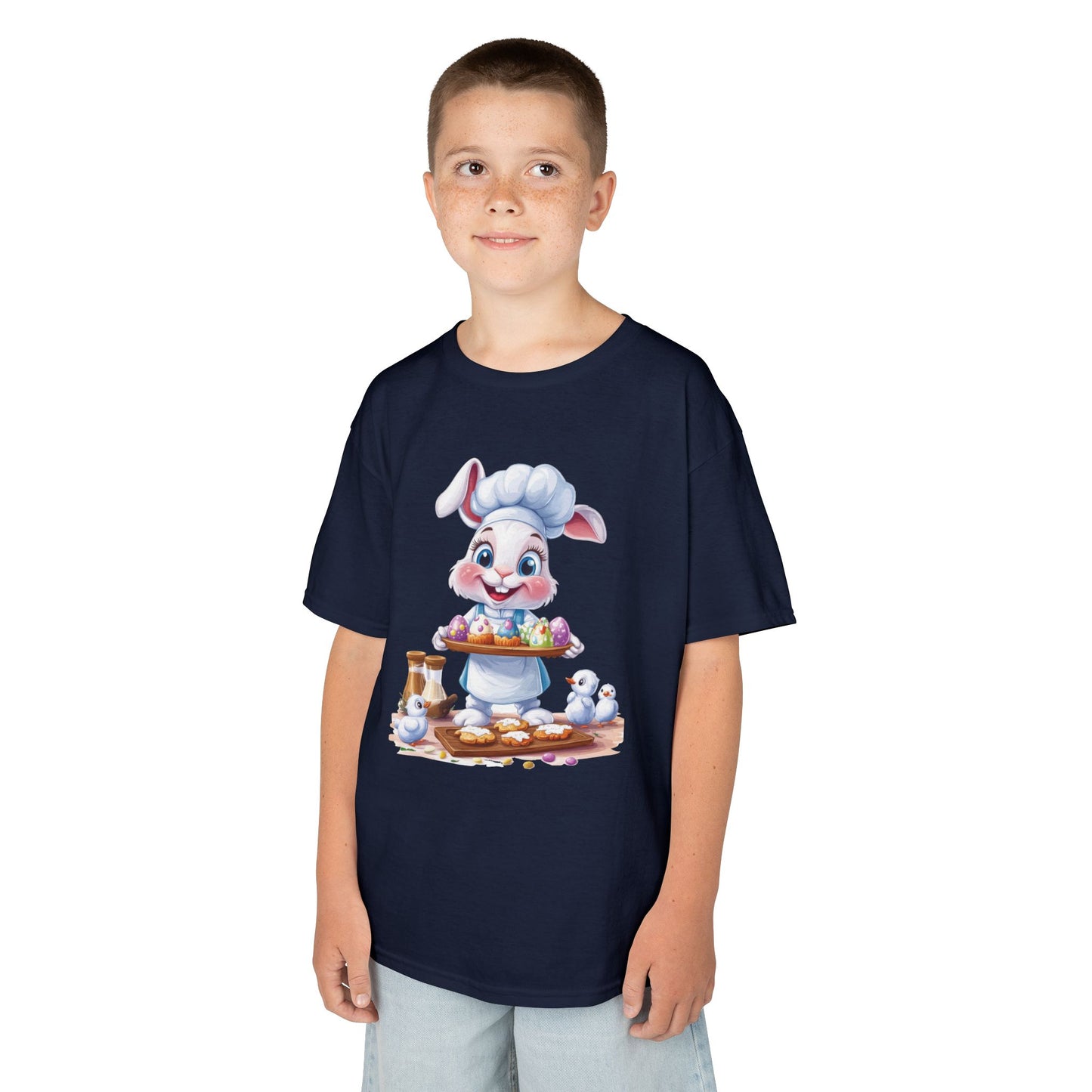Easter Bunny Chef Kids T-Shirt, Cute Spring Baking Tee with Eggs, Toddler Easter Outfit, Bunny Holding Egg Tray Tee, Cute Animal Design
