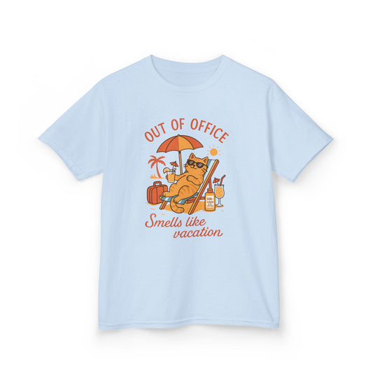 Funny Cat Vacation T-Shirt for Kids, Out of Office Beach Shirt, Summer Holiday Tee, Summer Fun, Beachwear, Travel Tee, Gift for Kids