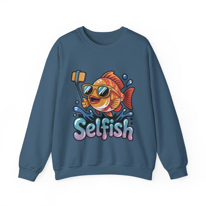 Selfish Womens Sweatshirt, Funny Selfie Pullover, Cute Ocean Pun Sweater, Playful Sea Life Gift, Fun Gift for Fish Lovers, Fishing Apparel