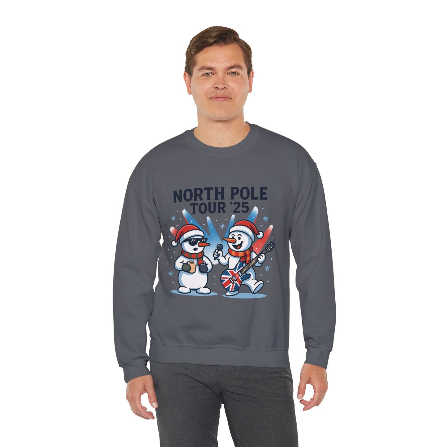 North Pole Tour 25 Men's Christmas Sweatshirt, Funny Rock Band Holiday Jumper