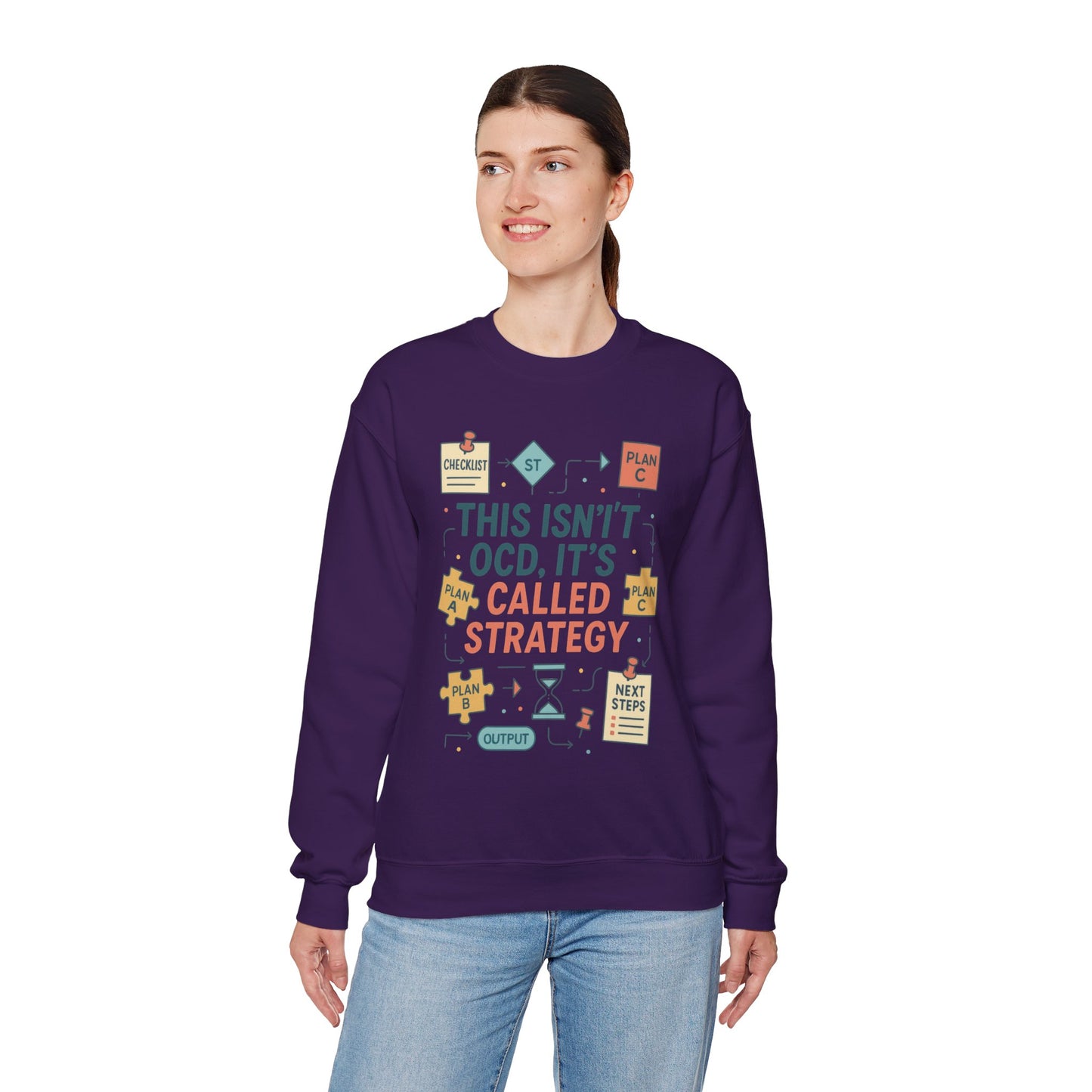 Funny Womens Planning Sweatshirt, This Isnt OCD Its Called Strategy, Sarcastic Organizer Pullover for Her, Strategy Sweatshirt