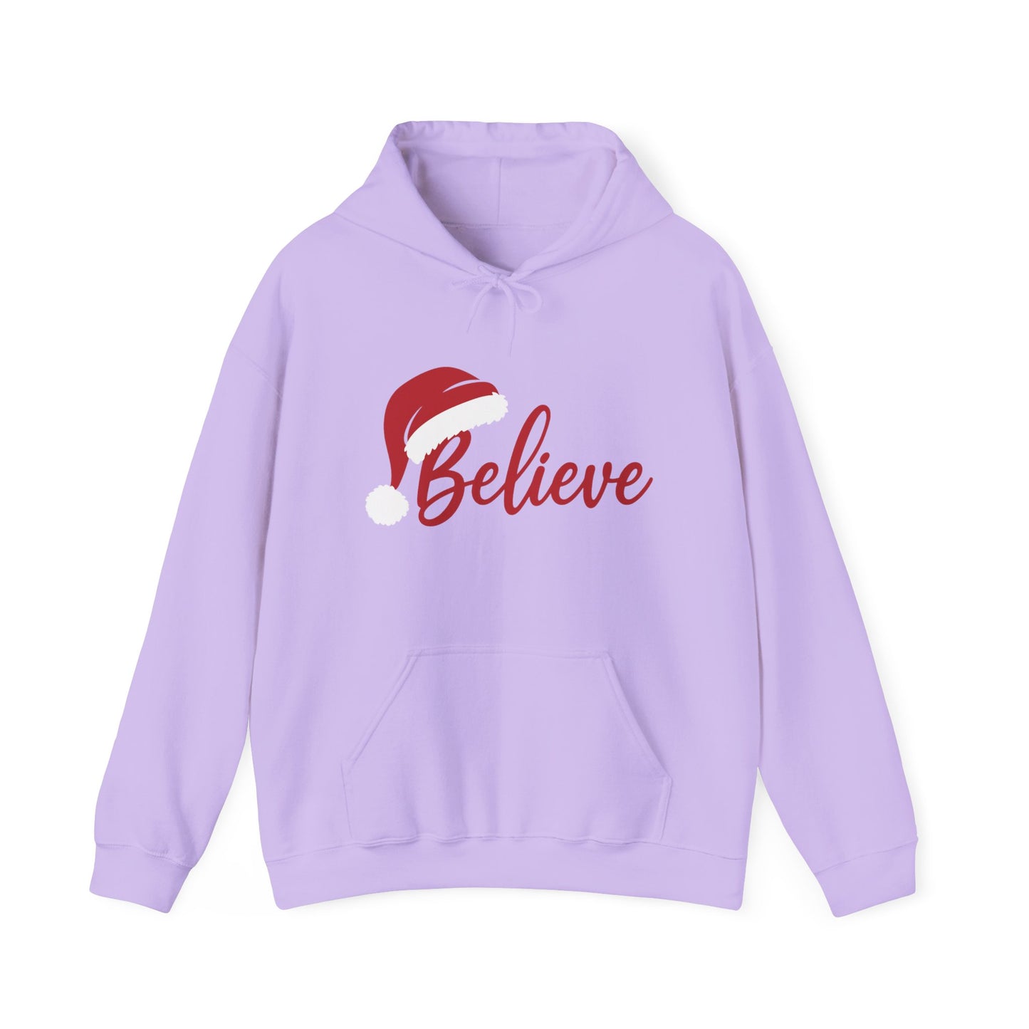 Believe Christmas Women's Hoodie, Minimal Santa Hat Holiday Sweatshirt for Women
