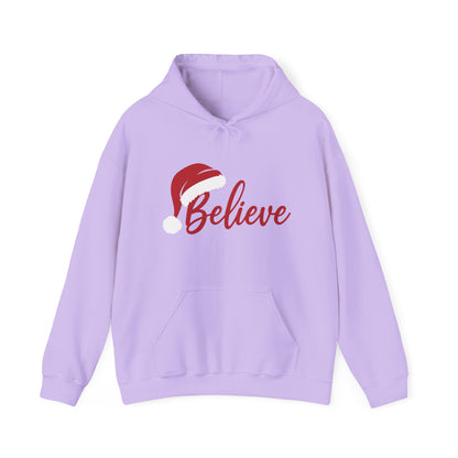 Believe Christmas Women's Hoodie, Minimal Santa Hat Holiday Sweatshirt for Women