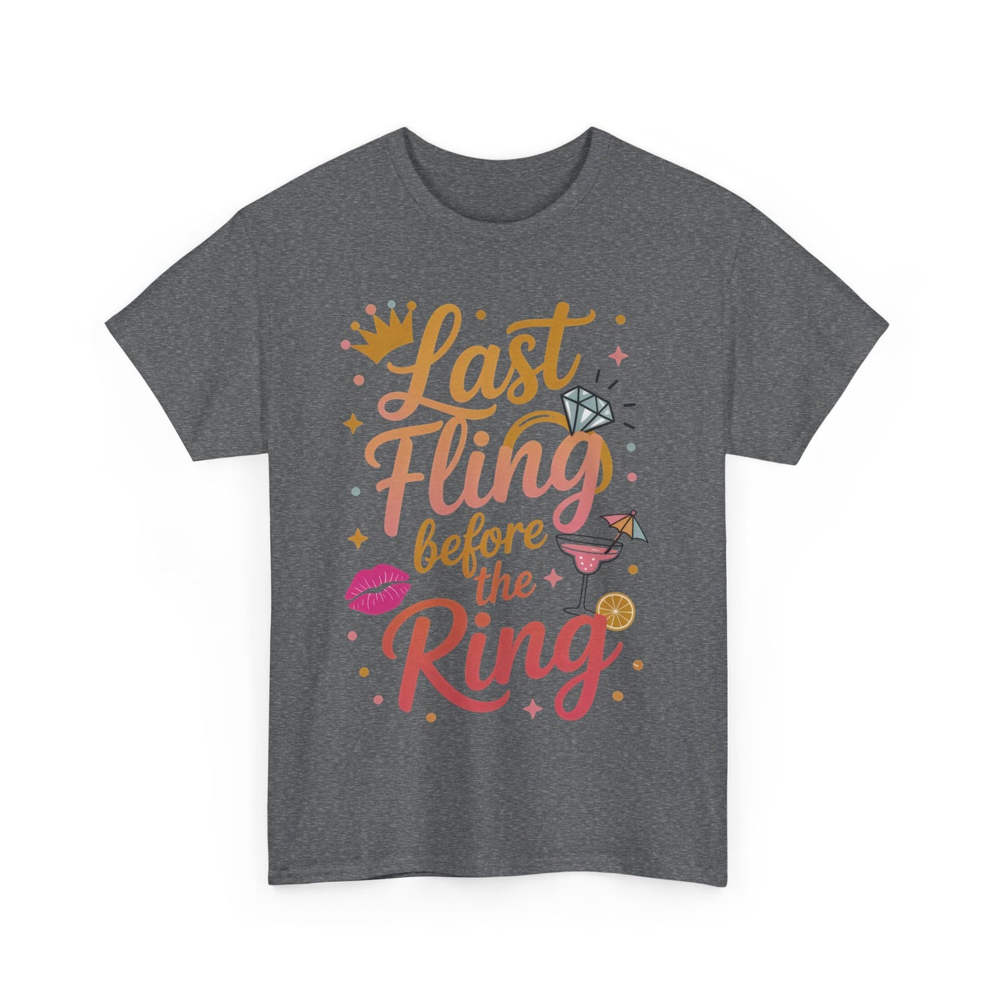 Last Fling Before the Ring T-Shirt, Bachelorette Party Tee, Bridesmaid Wedding Tee, Hen Party Matching Top, Bridal Shower, Bridesmaids Gift