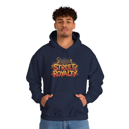Street Royalty Men's Hoodie, Graffiti Crown Graphic Sweatshirt, Urban Streetwear Pullover with Throne Design