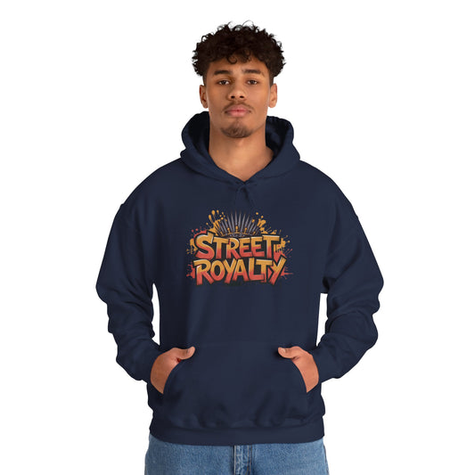 Street Royalty Men's Hoodie, Graffiti Crown Graphic Sweatshirt, Urban Streetwear Pullover with Throne Design