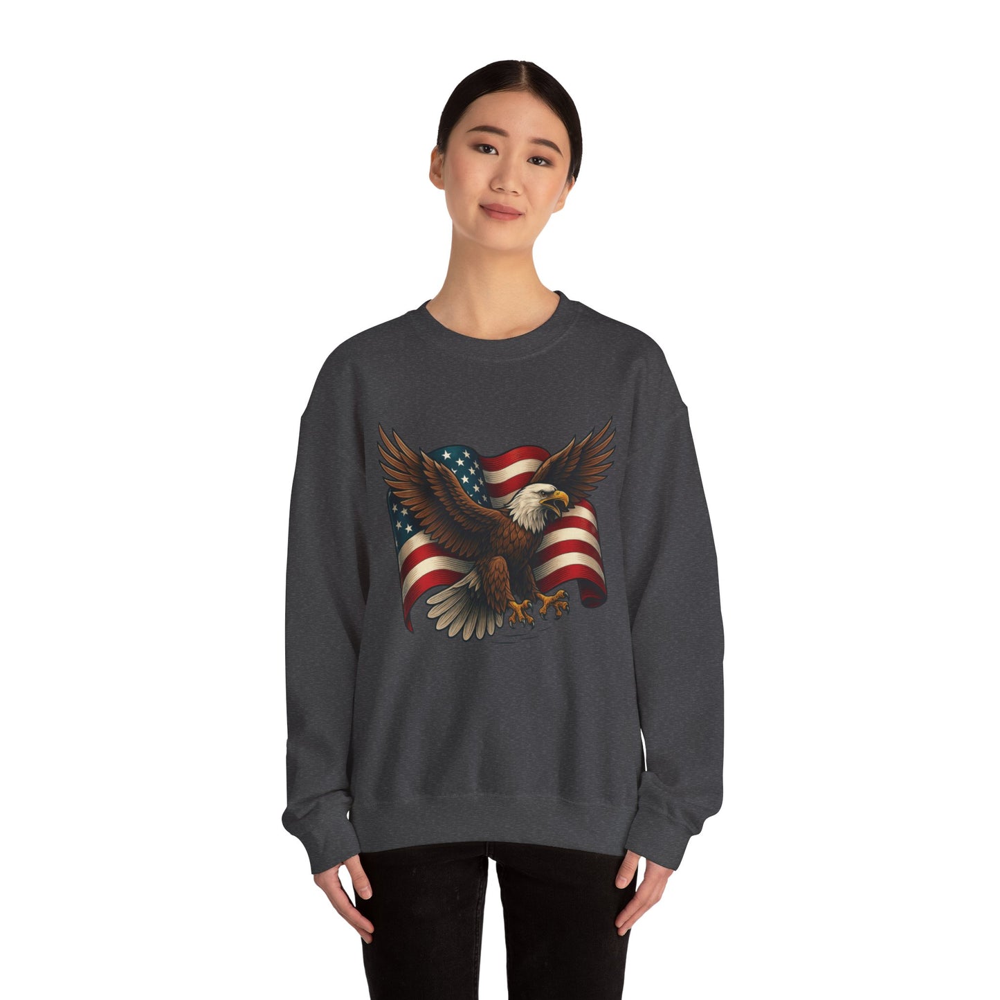 Patriotic Eagle Sweatshirt - Unisex Crewneck, USA Flag Apparel, Memorial Day, Veteran's Day, Independence Day, Gift for Patriots
