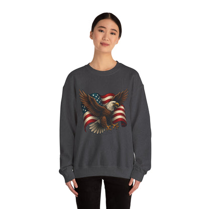Patriotic Eagle Sweatshirt - Unisex Crewneck, USA Flag Apparel, Memorial Day, Veteran's Day, Independence Day, Gift for Patriots