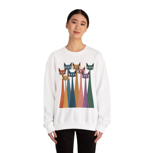 Colorful Cat Sweatshirt, Cozy Crewneck, Cat Lover Gift, Unisex Sweatshirt, Cute Animal Apparel, Fun Gift for Cat Owners