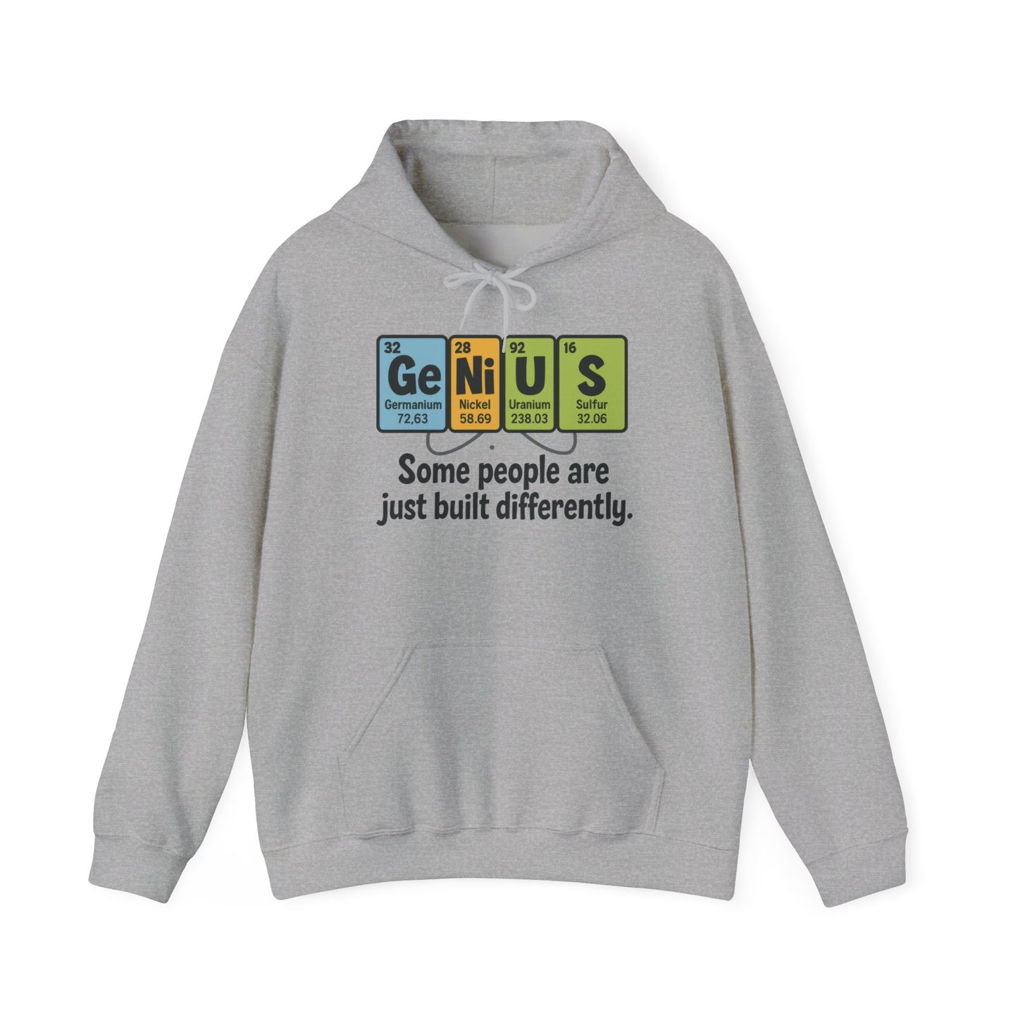 Funny Mens Genius Hoodie, Periodic Table Nerd Sweatshirt, Smart Science Pullover Gift for Him, Science Lover Apparel, Funny Hoodie