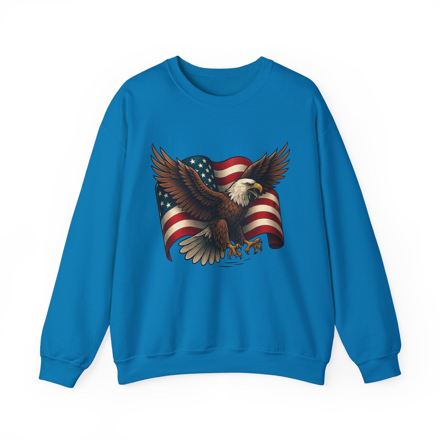 Patriotic Eagle Sweatshirt - Unisex Crewneck, USA Flag Apparel, Memorial Day, Veteran's Day, Independence Day, Gift for Patriots