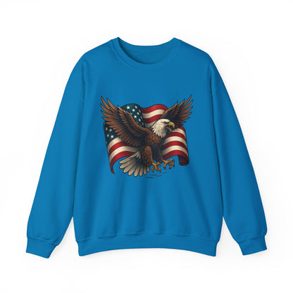 Patriotic Eagle Sweatshirt - Unisex Crewneck, USA Flag Apparel, Memorial Day, Veteran's Day, Independence Day, Gift for Patriots