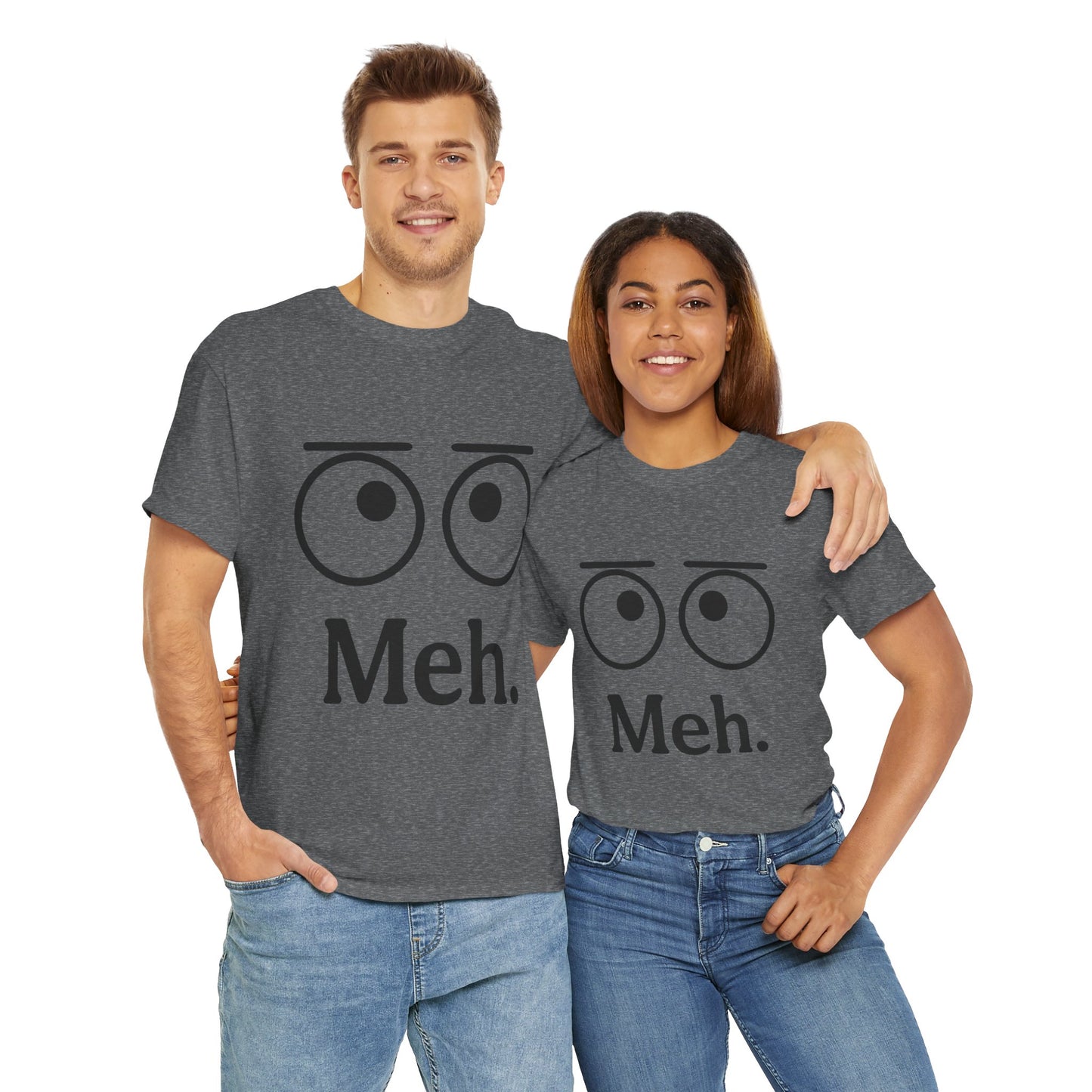 Funny Unisex Heavy Cotton Tee - 'Meh' Graphic Shirt, Casual Wear, Gift for Friends, Humor Tee, Everyday Outfit