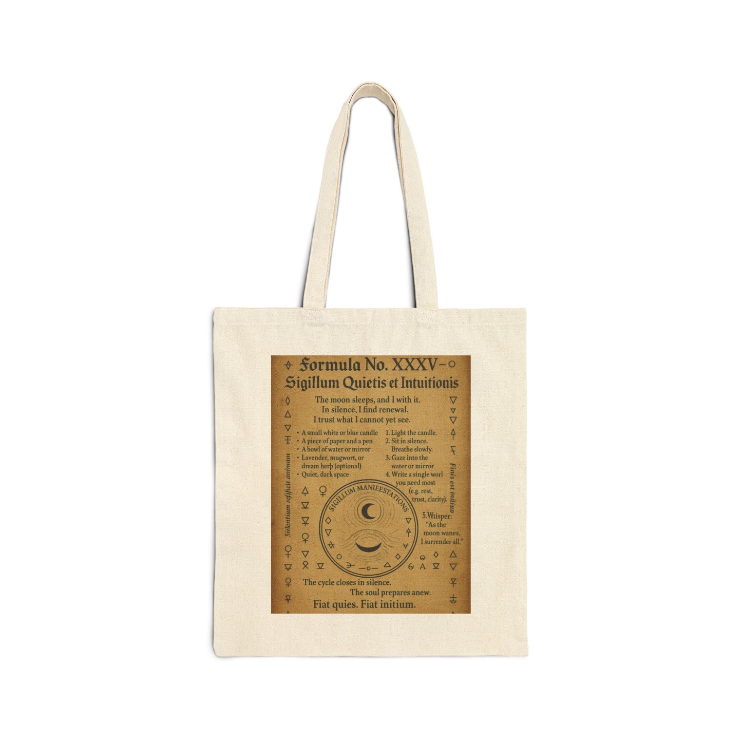 Waning Crescent Moon Spell, Inner Peace Ritual, Lunar Cleansing Grimoire Tote Bag, Mystical Cotton Canvas Tote Bag, Shopping, Beach,Gift Bag