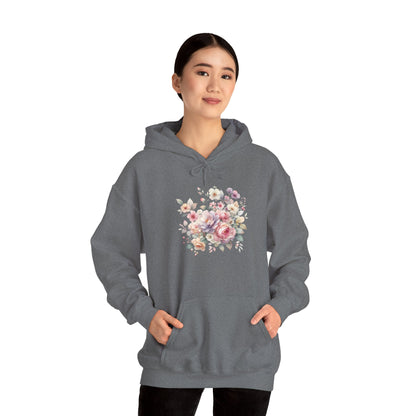 Floral Comfort Hoodie, Cozy Sweatshirt for Women, Spring Fashion, Gift for Her, Casual Everyday Wear, Soft Pastel Flower Print Sweatshirt
