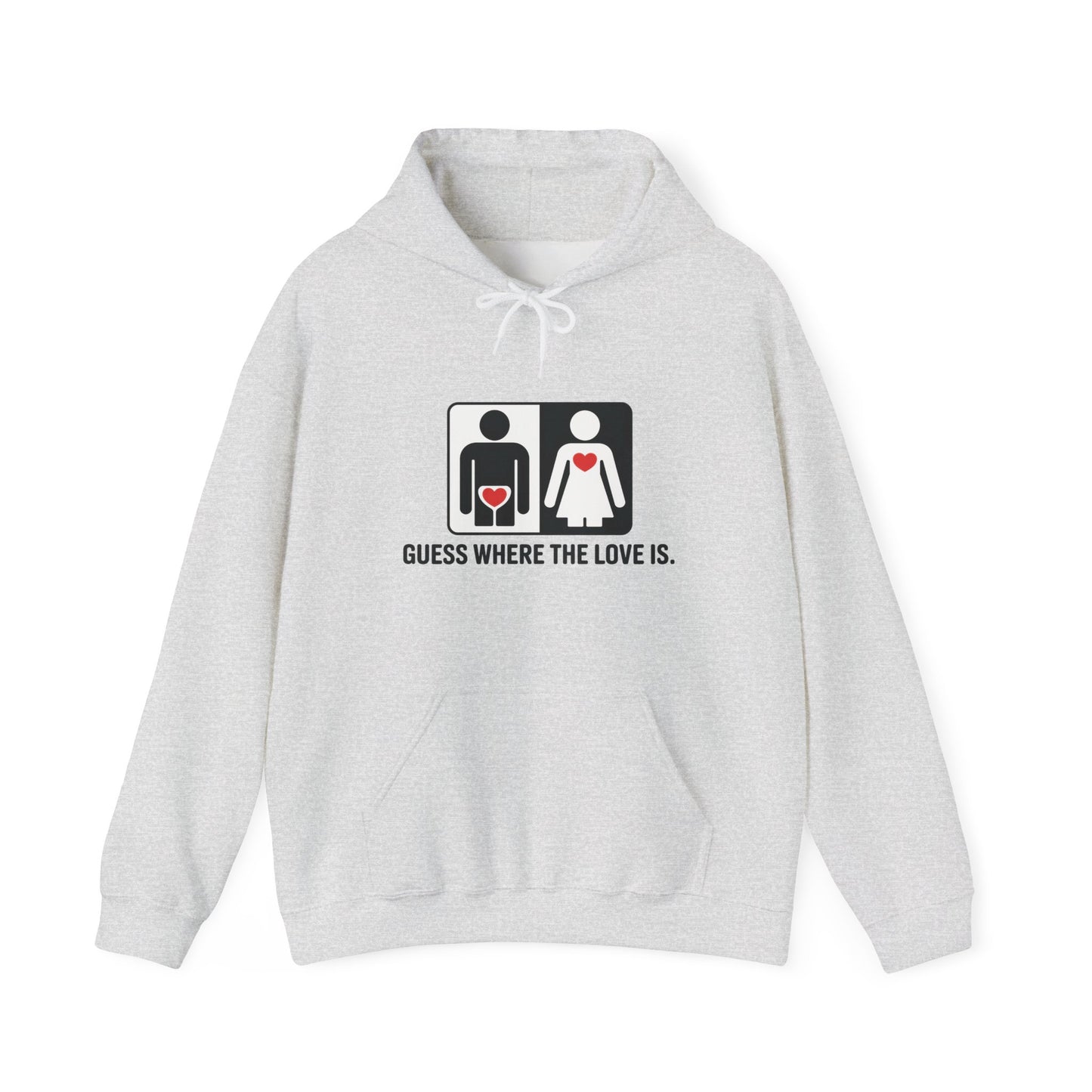 Guess Where the Love Is Hoodie, Cute Couples Hoodie, Valentines Day Gift, Matching Outfits, Witty Relationship Hoodie,  Love Joke Graphic