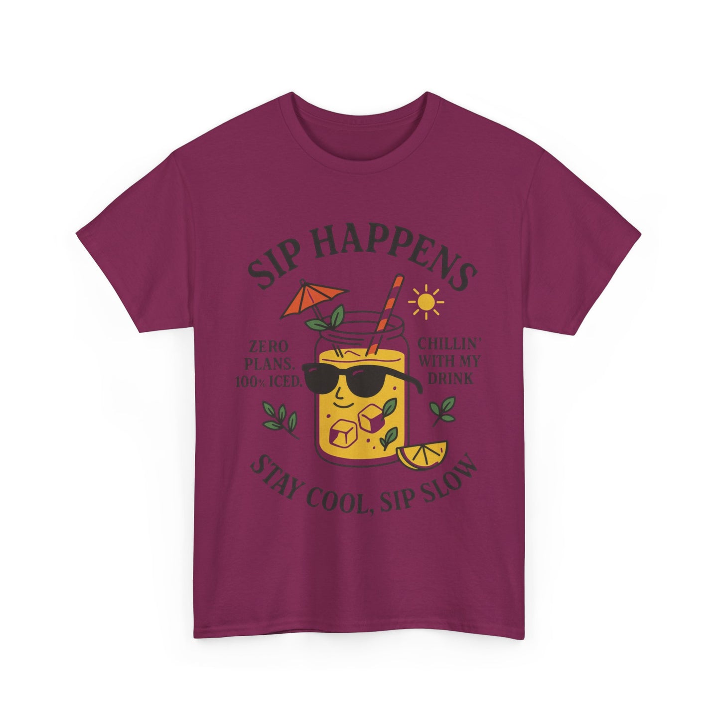 Sip Happens Womens T-Shirt, Funny Summer Drink Graphic Tee, Stay Cool Sip Slow Lemonade Shirt, , Beach Wear, BBQ Parties, Chill Summer Vibes