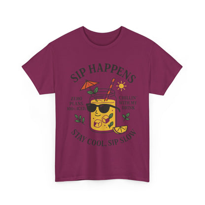 Sip Happens Womens T-Shirt, Funny Summer Drink Graphic Tee, Stay Cool Sip Slow Lemonade Shirt, , Beach Wear, BBQ Parties, Chill Summer Vibes