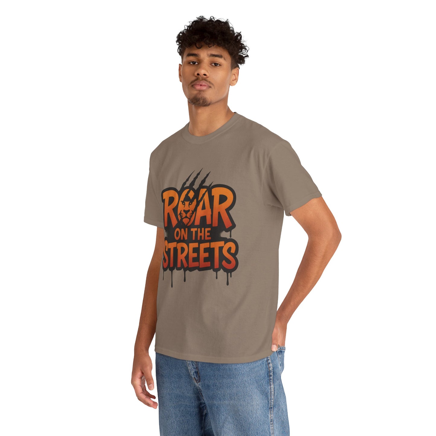 Roar on the Streets Lion Graphic Mens Urban T-Shirt, Lion Shirt