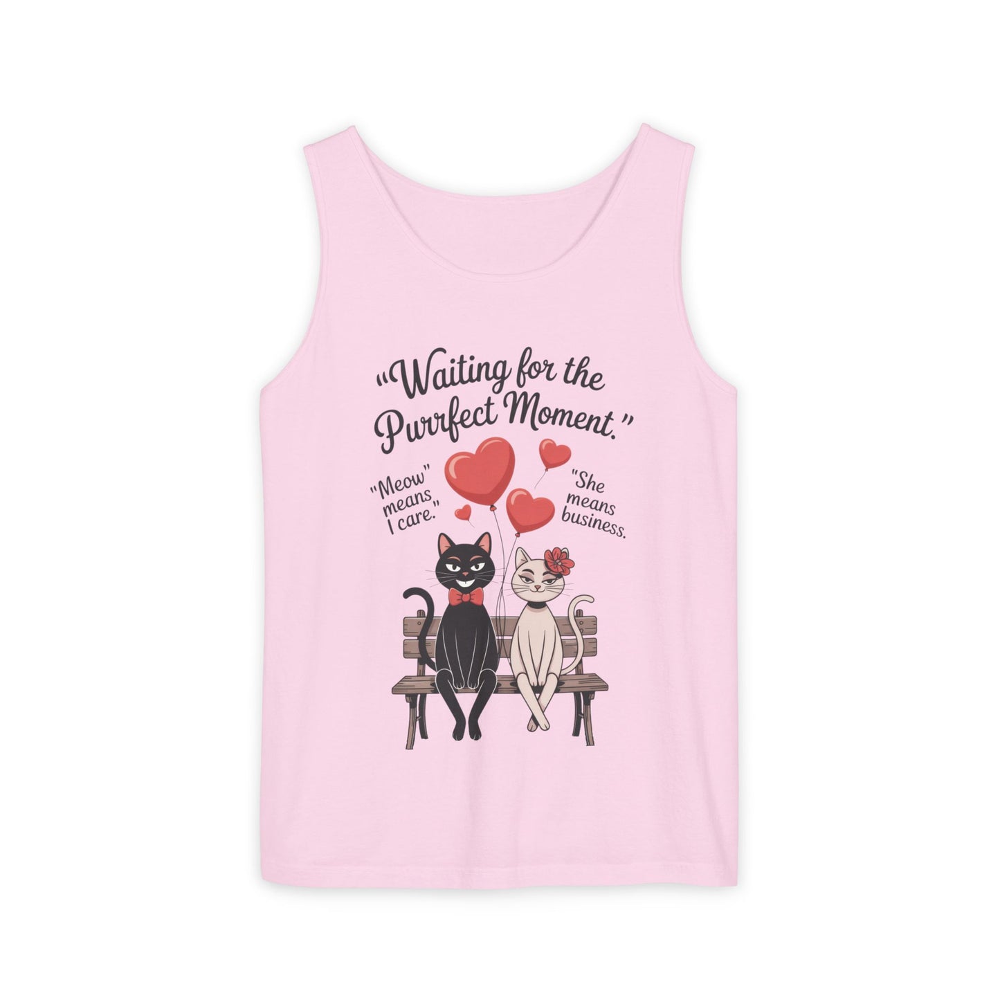 Cute Cat Lovers Tank, Womens Heavy Cotton Tank Top for Pet Owners, Funny Cat Tee, Gift for Cat Lovers, Casual T-Shirt, Animal Art Tee