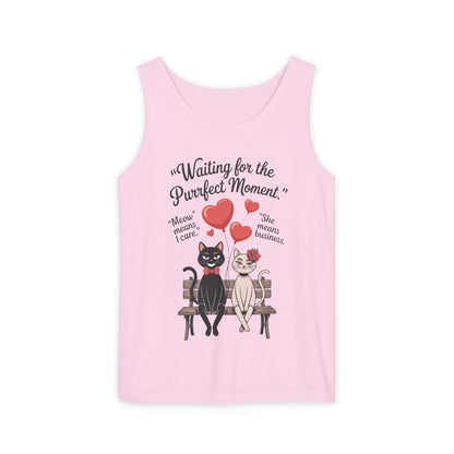 Cute Cat Lovers Tank, Womens Heavy Cotton Tank Top for Pet Owners, Funny Cat Tee, Gift for Cat Lovers, Casual T-Shirt, Animal Art Tee
