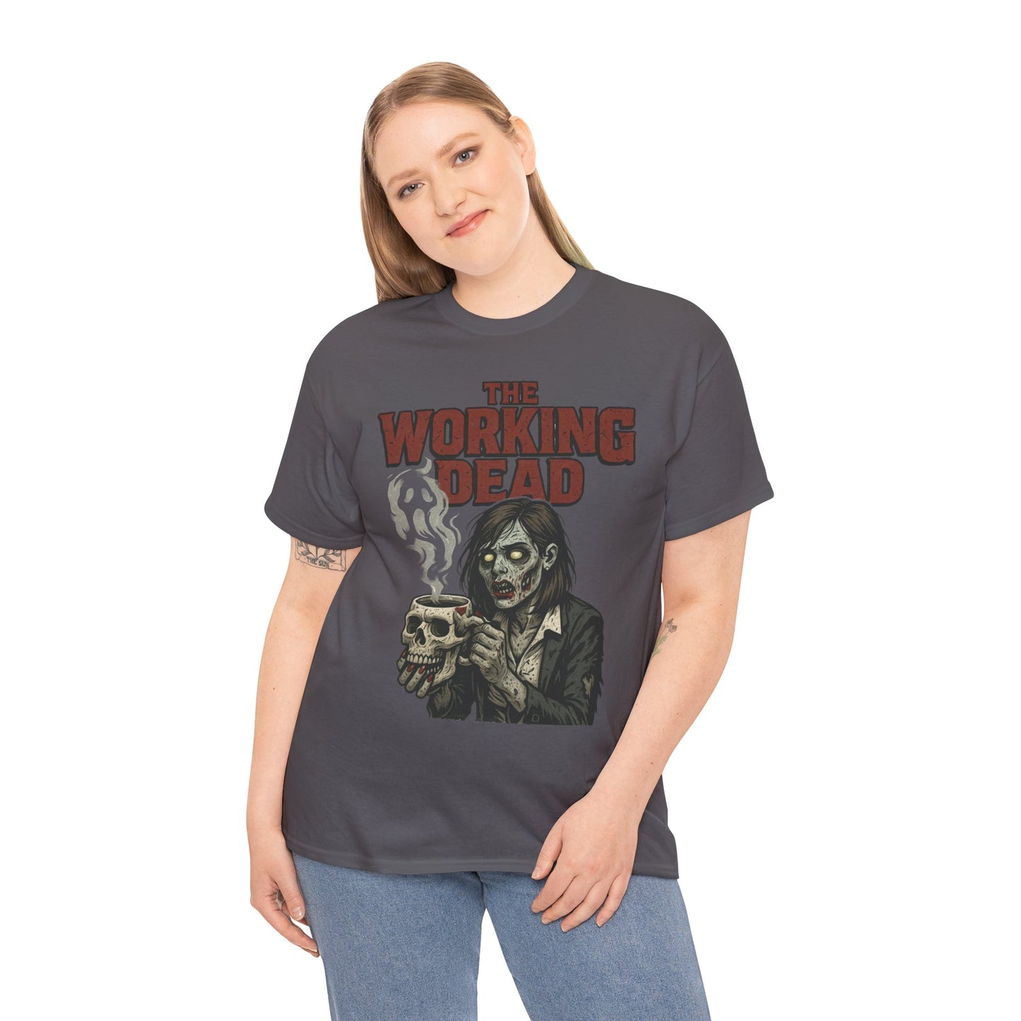 The Working Dead Women's Zombie Funny Office T-Shirt, Meeting Humor Tee, Halloween Work Tee