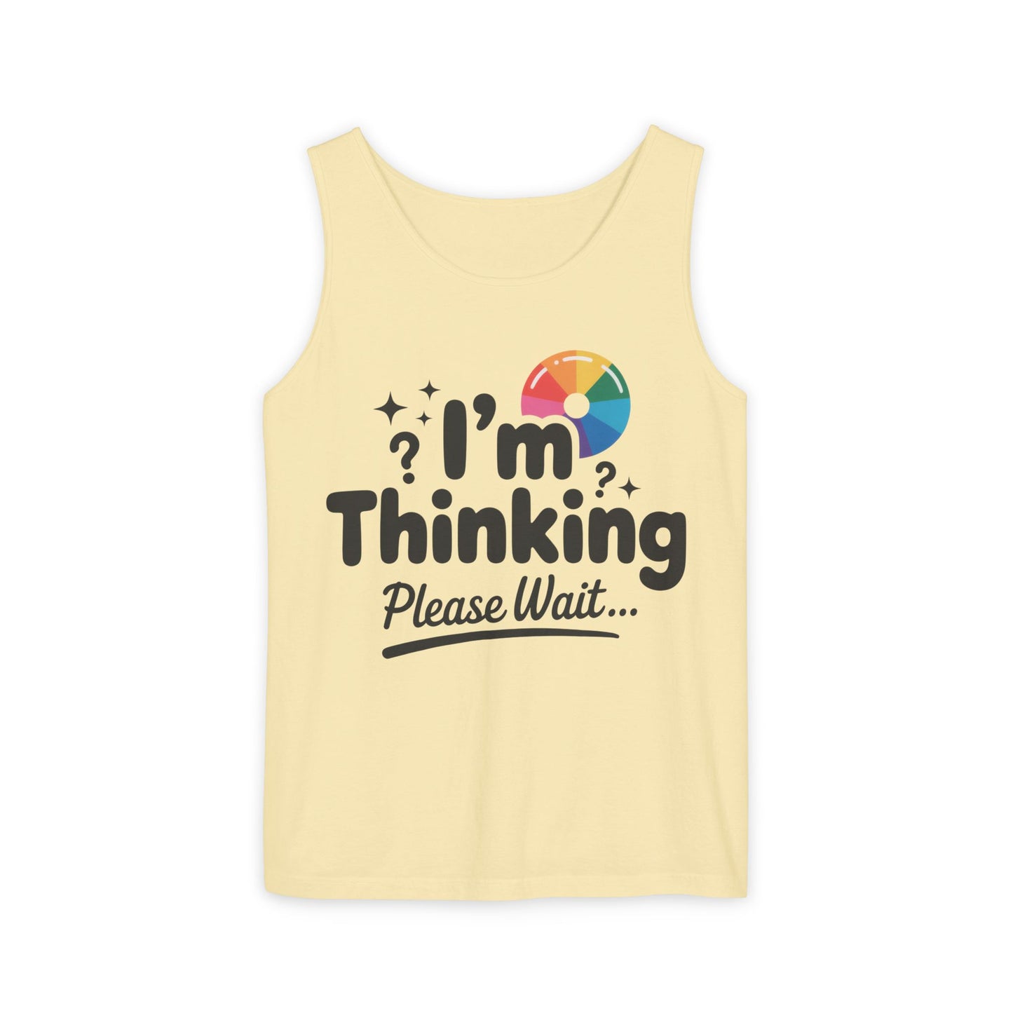 Funny - Im Thinking Please Wait - Mens Tank Top, Cute Geeky Gift for Introverts, Programmers, Designers, Fun Humor Shirt, Gift for Adults