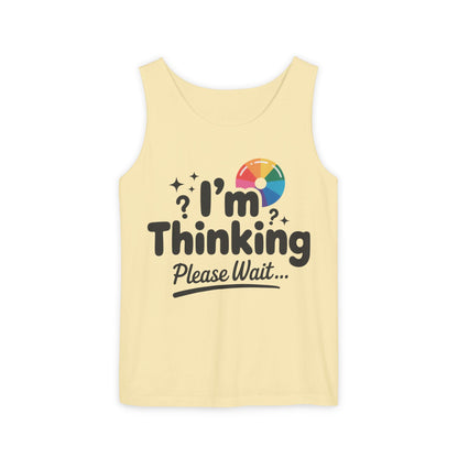Funny - Im Thinking Please Wait - Mens Tank Top, Cute Geeky Gift for Introverts, Programmers, Designers, Fun Humor Shirt, Gift for Adults